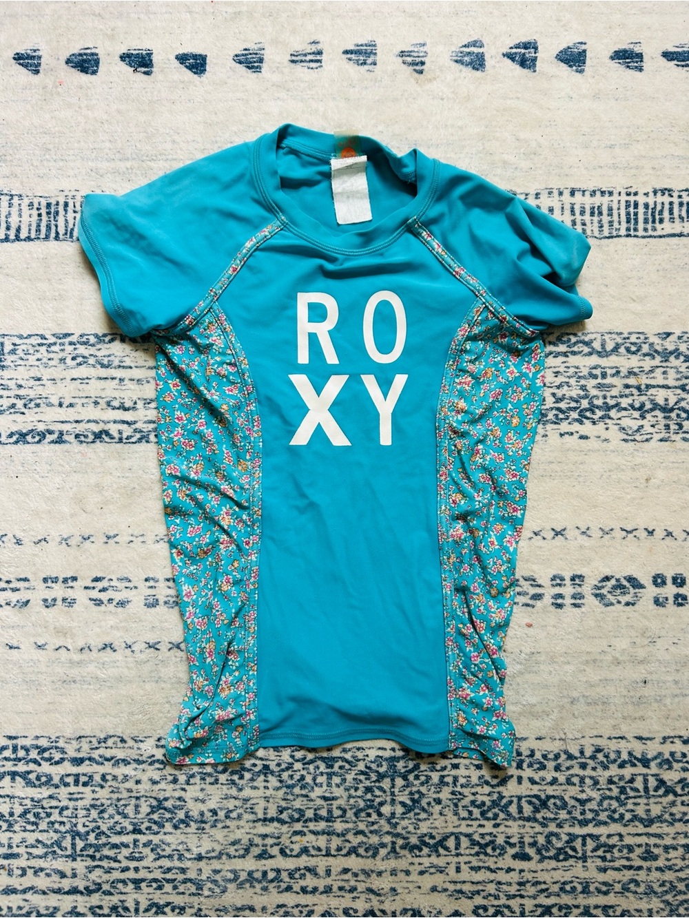 Roxy Vintage Bright Turquoise Youth Swim Top Rashgaurd
